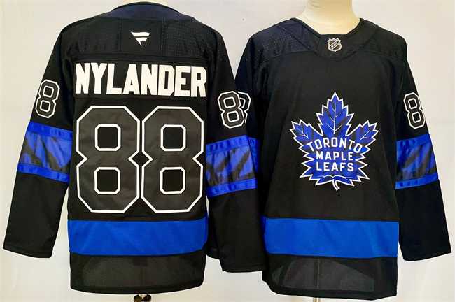 Mens Toronto Maple Leafs #88 William Nylander Black 2024-25 Stitched Jersey